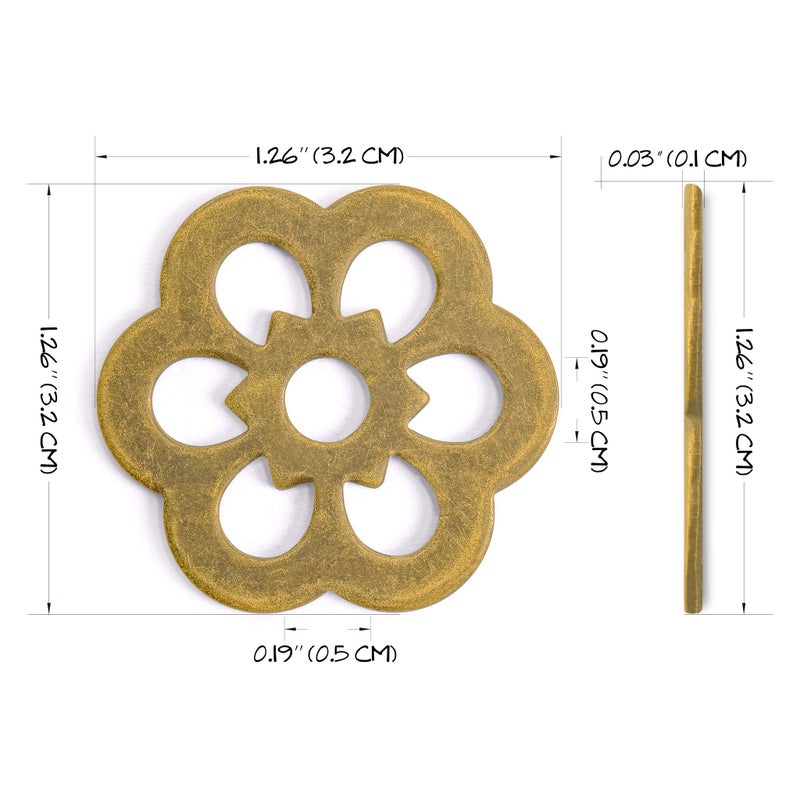Hardware Philosophy Clover Brass Backplate Washers 1.3 Inches - Set of 10 - Architectural, Interior Design, Doors, Furniture Cabinet Customization Hardware - Image 2